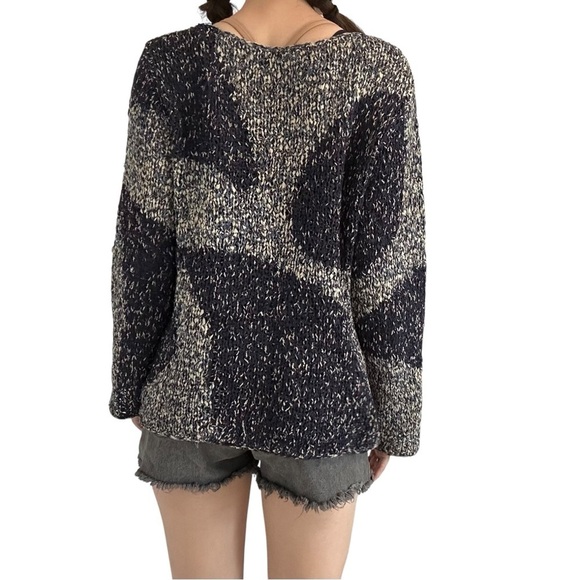 Vintage Abstract Hand Knit Sweater Silk Blue Whimsigoth Fairy Boho Size Medium - Picture 2 of 11